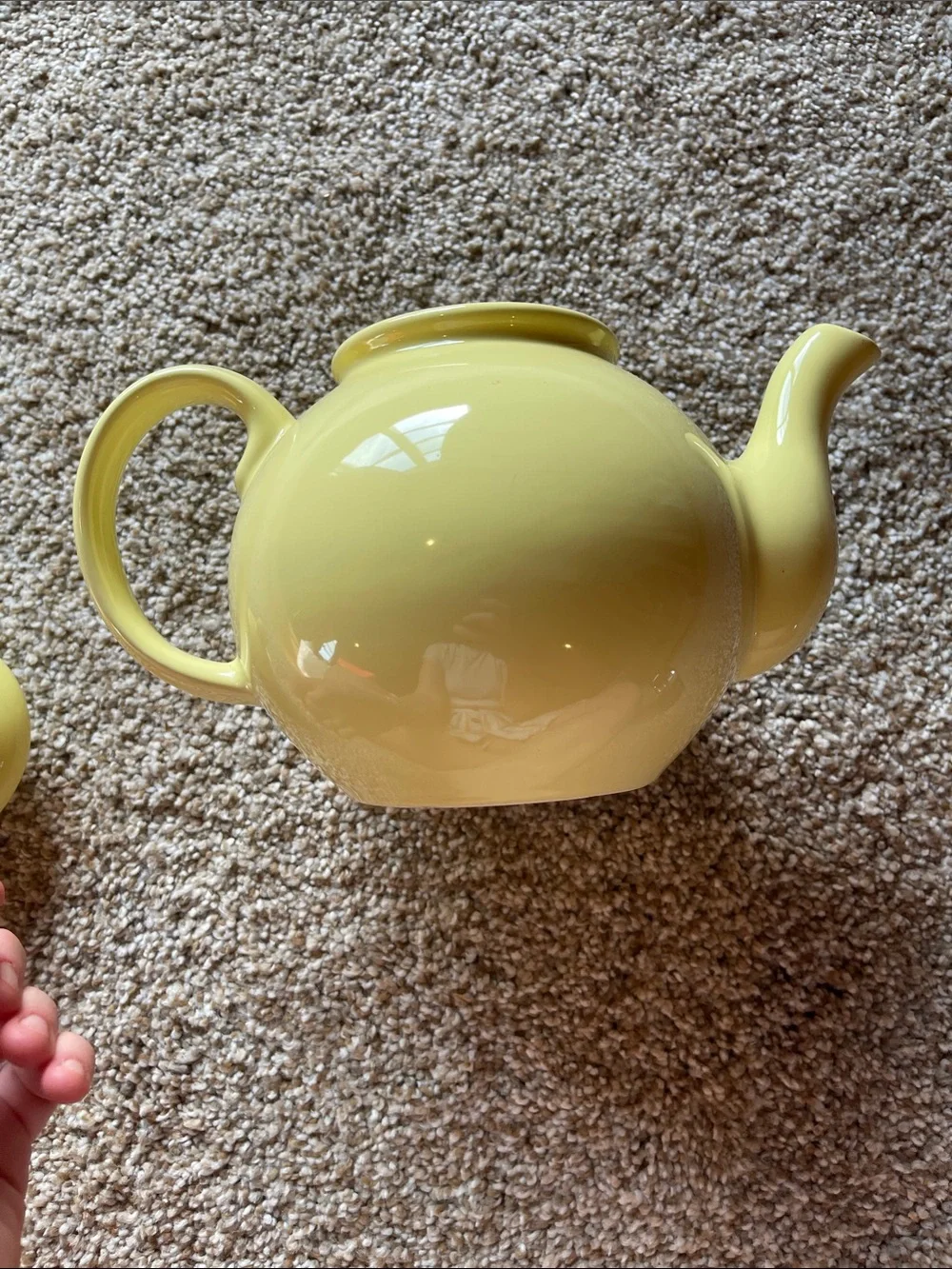 Vintage Yellow Ceramic Teapot with Lid